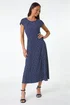 Roman Navy Petite Spot Print Crinkle Midi Dress - 12 Image 1