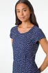Roman Navy Petite Spot Print Crinkle Midi Dress - 12 Image 4