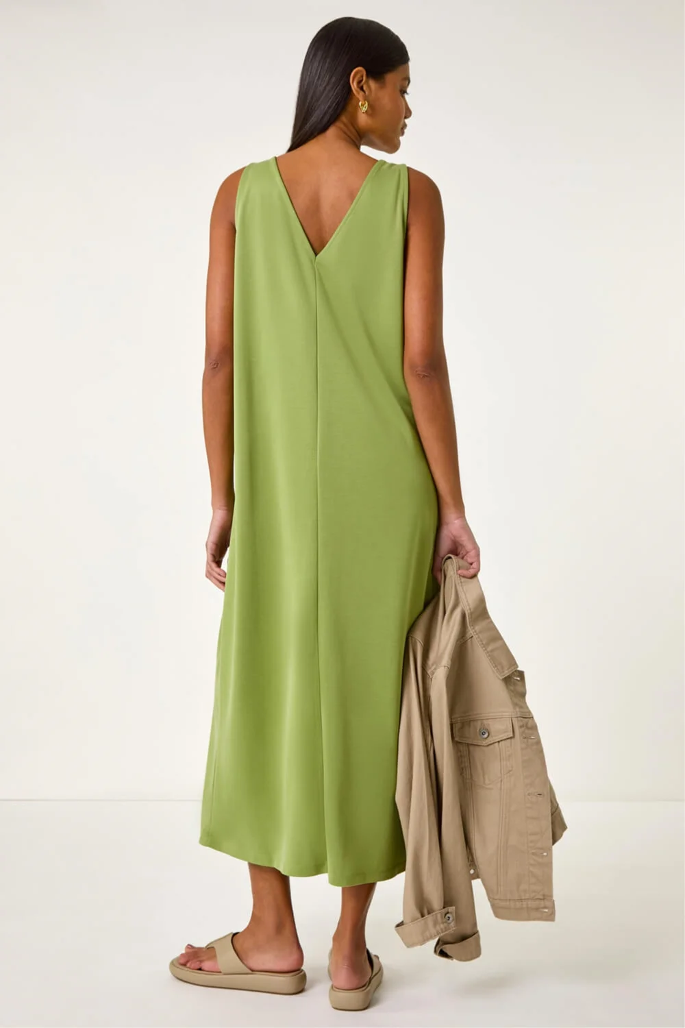 Roman Green Soft Pique Stretch Midi Dress - 18 Image 3