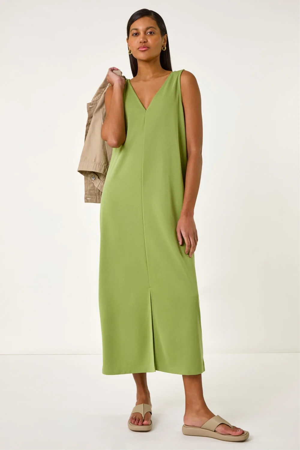 Roman Green Soft Pique Stretch Midi Dress - 18 Image 2