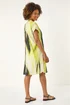 Roman Yellow Abstract Printed Linen Shift Dress - 10 Image 3