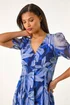 Roman Blue Abstract Floral Print Hanky Hem Dress - 20 Image 4