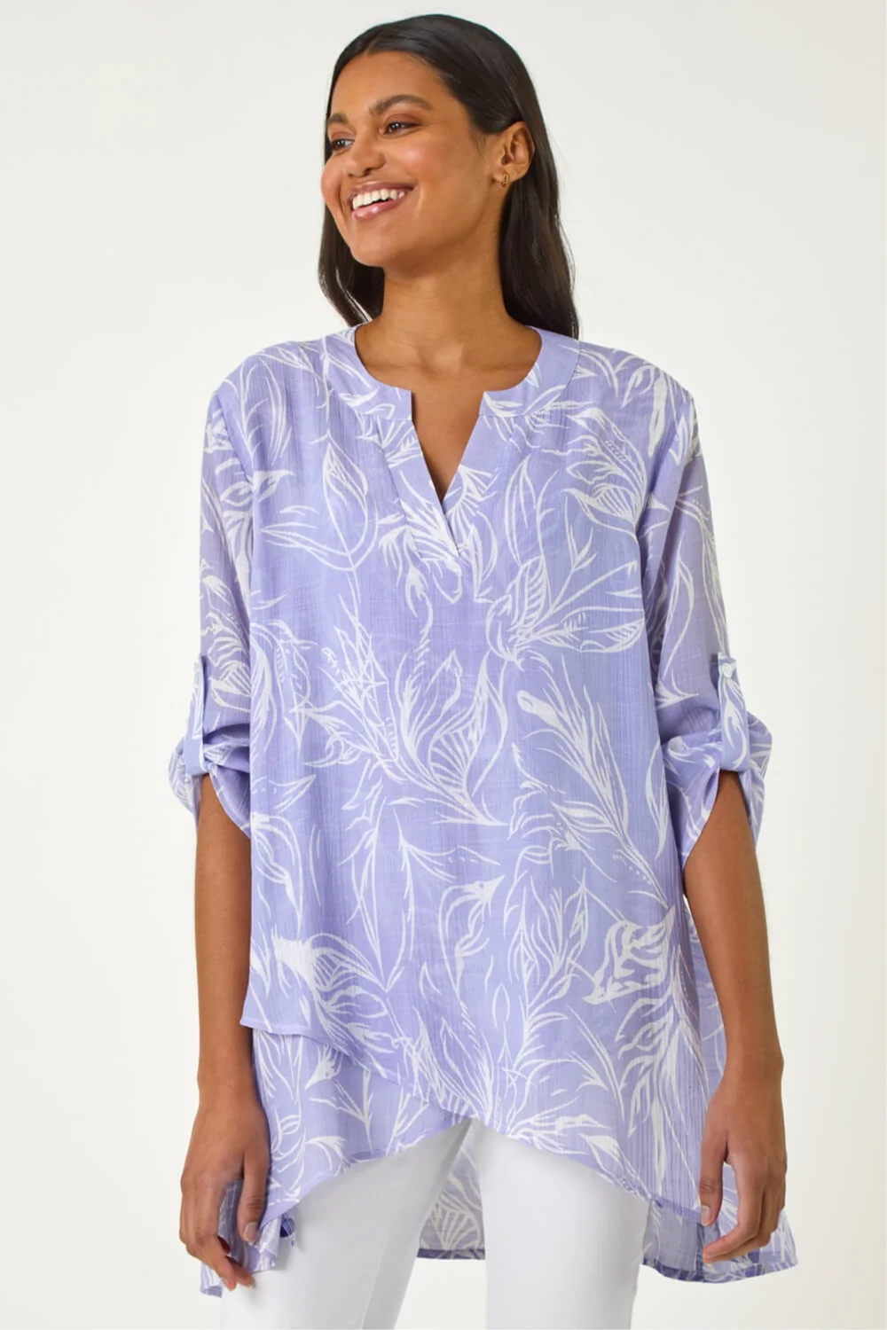 Roman Lilac Linear Print Wrap Tunic - 16 Image 1