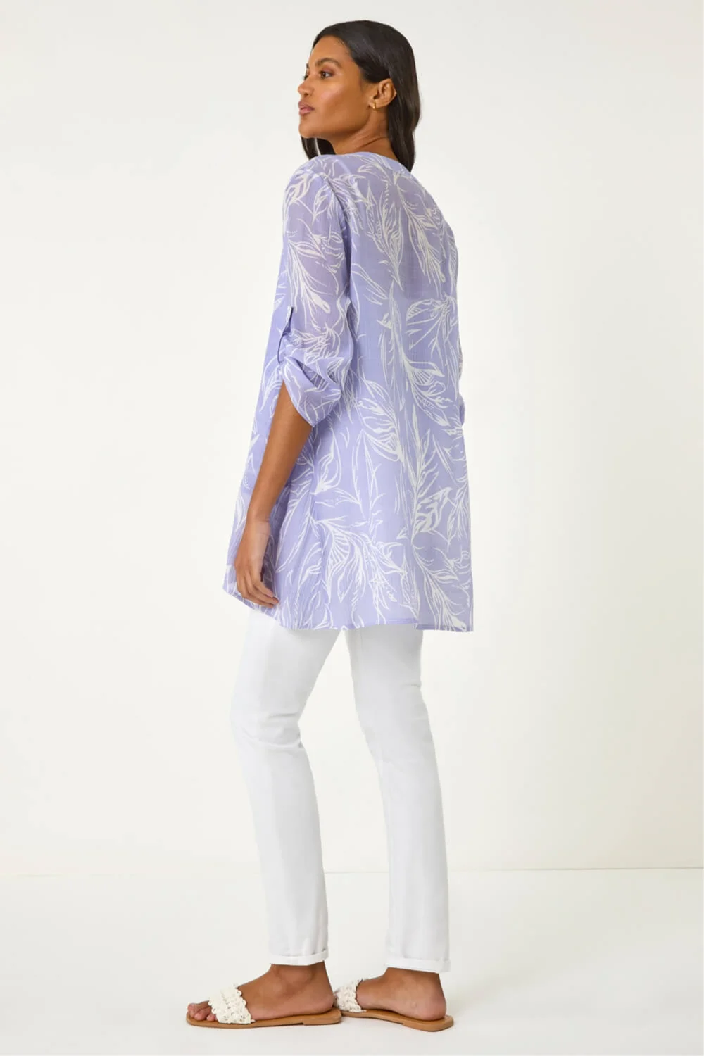 Roman Lilac Linear Print Wrap Tunic - 16 Image 3