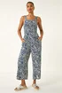 Roman Navy Paisley Print Cropped Jumpsuit - 12 Image 2