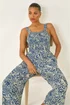 Roman Navy Paisley Print Cropped Jumpsuit - 12 Image 1