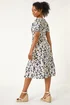 Roman Navy Petite Floral Ruched Stretch Midi Dress - 18 Image 3
