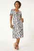 Roman Navy Petite Floral Ruched Stretch Midi Dress - 18 Image 2