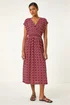 Roman Red Geo Print V-Neck Stretch Midi Dress - 10 Image 2