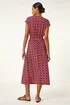 Roman Red Geo Print V-Neck Stretch Midi Dress - 10 Image 3