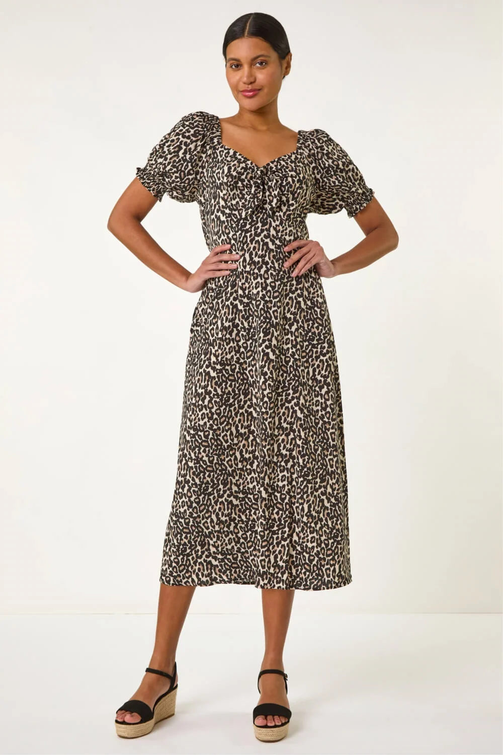 Roman Brown Animal Print Ruched Dress - 18 Image 2
