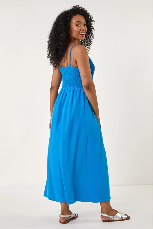 Roman Blue Petite Crochet Contrast Midi Dress - 16 Image 3