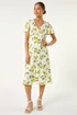 Roman Ivory Petite Lemon Print Button Tea Dress - 16 Image 2