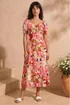 Roman Pink Floral Print Tie Front Midi Dress - 16 Image 2
