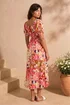 Roman Pink Floral Print Tie Front Midi Dress - 16 Image 3