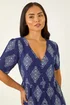 Roman Navy Petite Border Print Tiered Dress - 18 Image 4