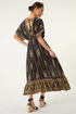 Roman Black Petite Foil Print Boho Maxi Dress - 12 Image 3