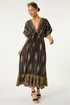Roman Black Petite Foil Print Boho Maxi Dress - 12 Image 2