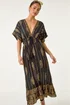Roman Black Petite Foil Print Boho Maxi Dress - 12 Image 4