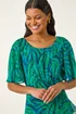 Roman Teal Leaf Print Chiffon Frill Midi Dress - 20 Image 4