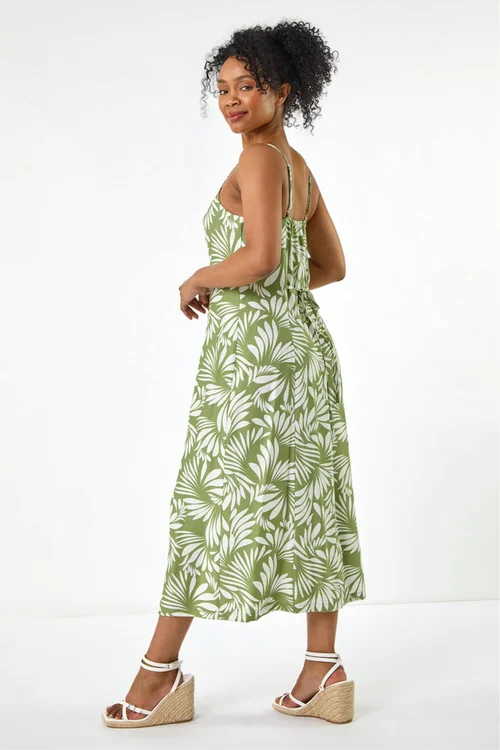 Roman Khaki Petite Printed Button Through Dress - 16 Image 3