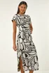Roman Ivory Geometric Textured Midi Dress - 18 Image 1