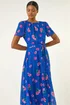 Roman Blue Floral Pleated Chiffon Dress - 16 Image 1
