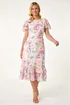 Roman Pink Petite Floral Double Frill Dress - 18 Image 2