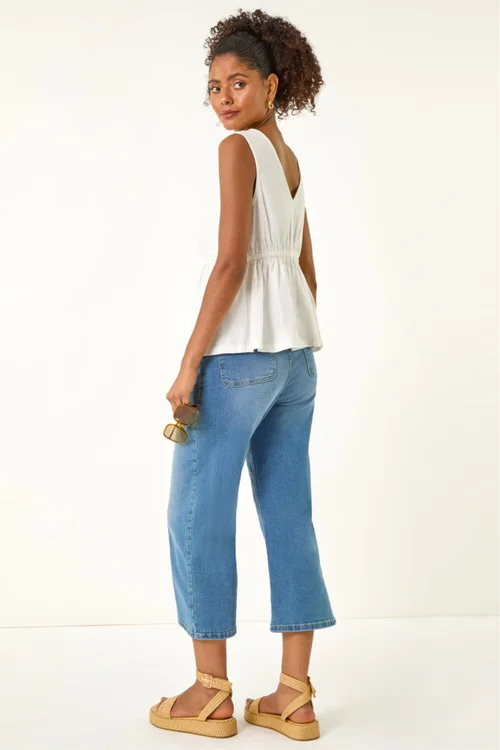 Dusk Ivory Trim Detail V-Neck Top - 16 Image 3