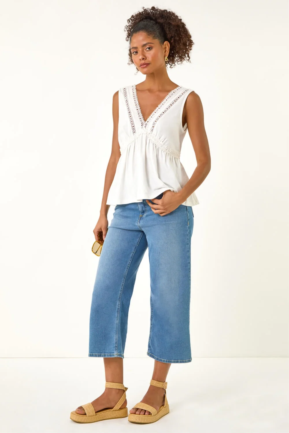 Dusk Ivory Trim Detail V-Neck Top - 16 Image 2