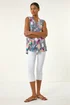 Roman Pink Floral Print Pleat Front Vest - 20 Image 2