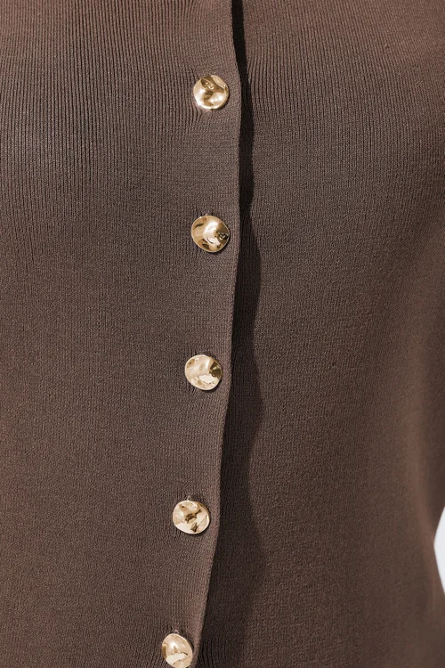 Yours Limited Curve Chocolate Brown Knitted Waistcoat - 20 Image 5