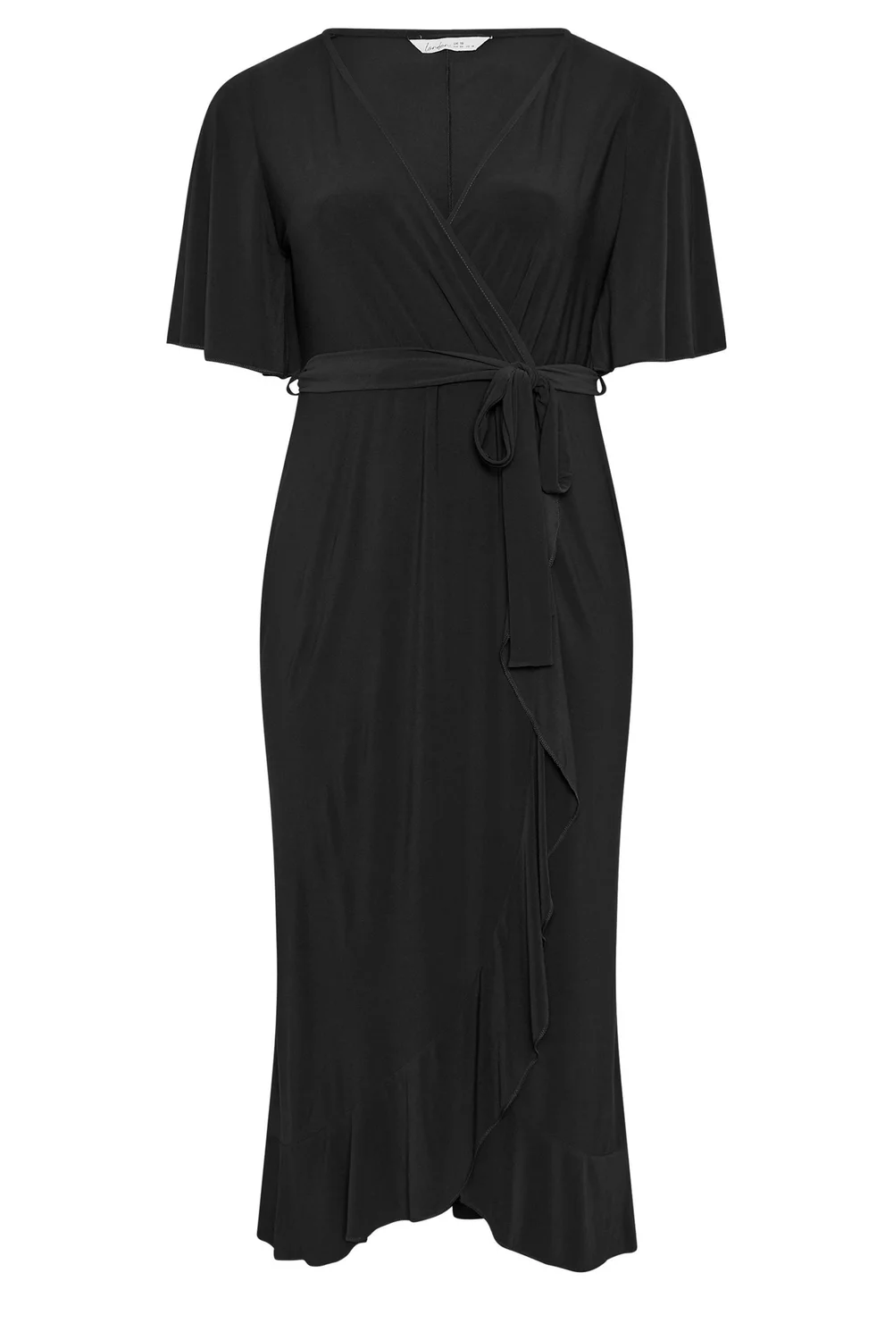 Yours London Curve Black Ruffle Hem Wrap Dress - 30-32 Image 5