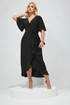 Yours London Curve Black Ruffle Hem Wrap Dress - 30-32 Image 1