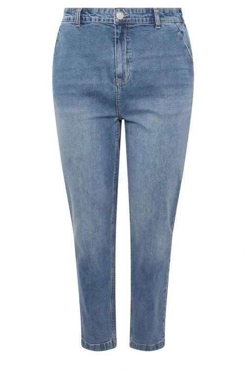 Yours Curve Light Blue Barrel Leg Jeans - 18 Image 5