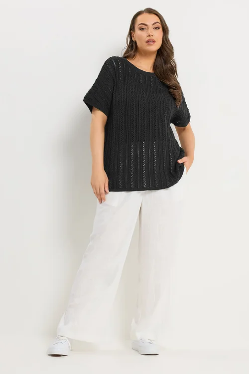 Yours Curve Black Boxy Knitted Top - 30-32 Image 2