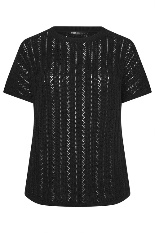 Yours Curve Black Boxy Knitted Top - 30-32 Image 5