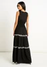 Gini London Black Floral Embroidery Tiered Maxi Dress - 10 Image 2