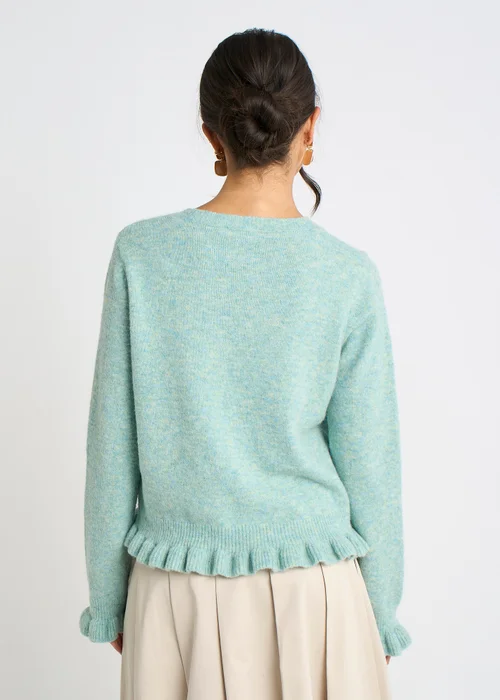 Gini London Green Long Sleeve Ruffle Front Cardigan - L/XL Image 3