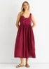 Gini London Red Scoop Neck Jersey Cotton Midi Dress - M/L Image 1