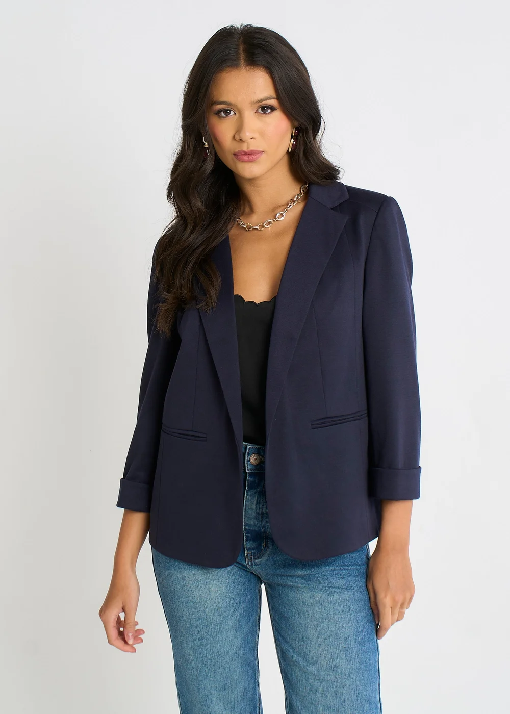 Gini London Navy Ponte Edge to Edge Jacket - 16 Image 3