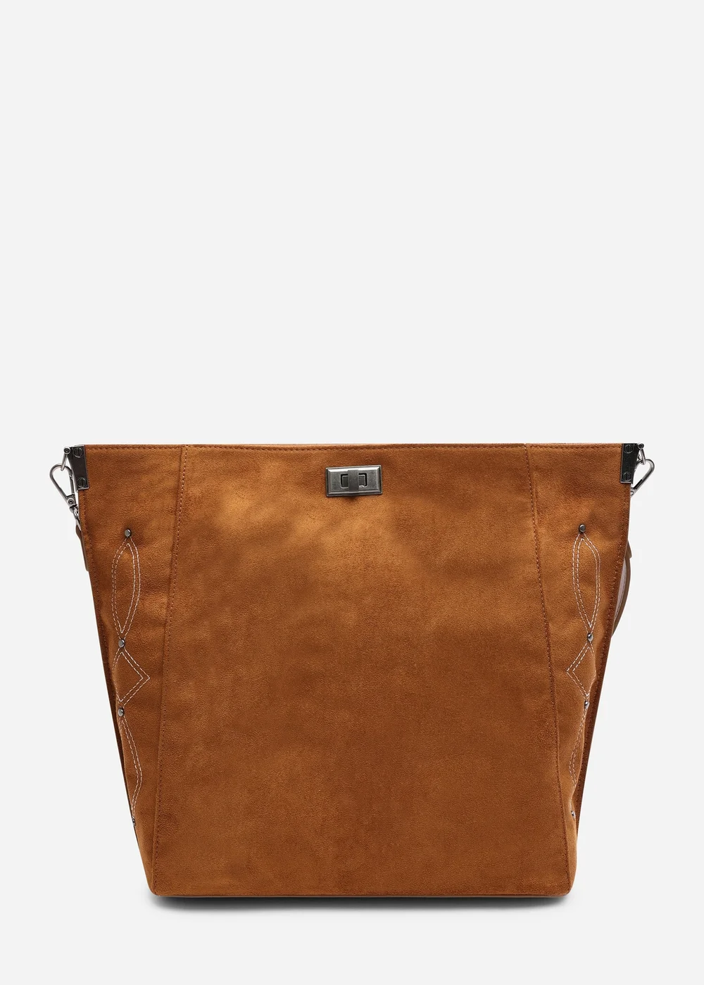 Where's That From Womens Kelp Tan Faux Suede Tote Handbag for Women with Minimal Stitch Detail - One Size Image 3