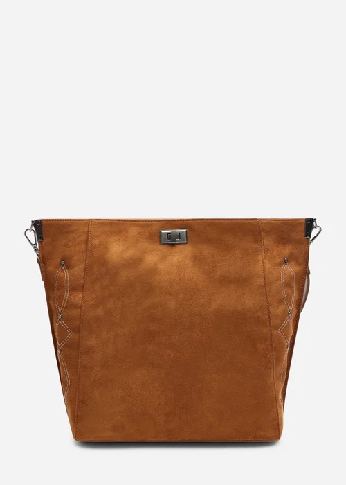 Where's That From Womens Kelp Tan Faux Suede Tote Handbag for Women with Minimal Stitch Detail - One Size Image 3