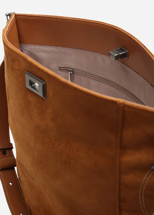 Where's That From Womens Kelp Tan Faux Suede Tote Handbag for Women with Minimal Stitch Detail - One Size Image 5