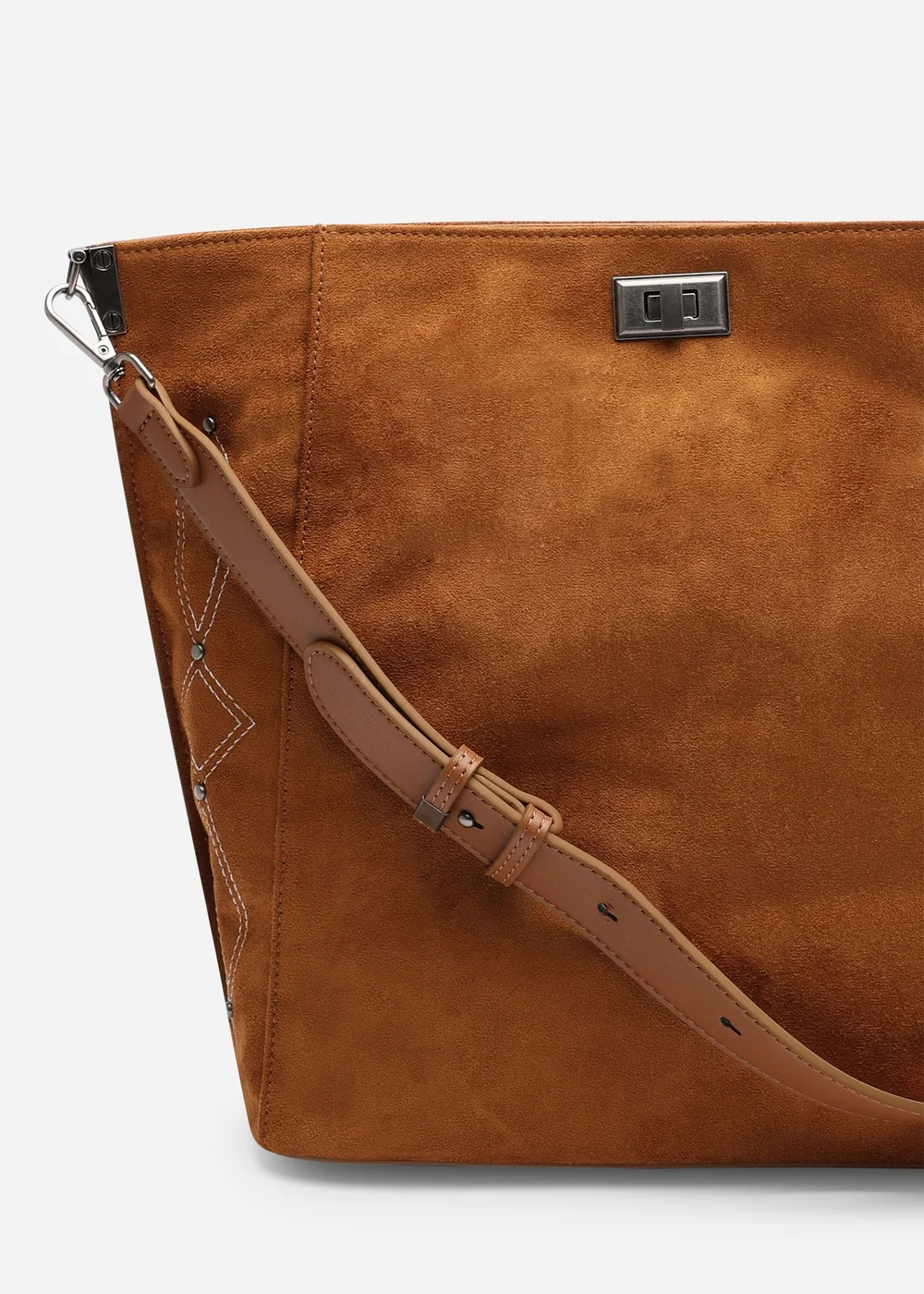 Where's That From Womens Kelp Tan Faux Suede Tote Handbag for Women with Minimal Stitch Detail - One Size Image 1