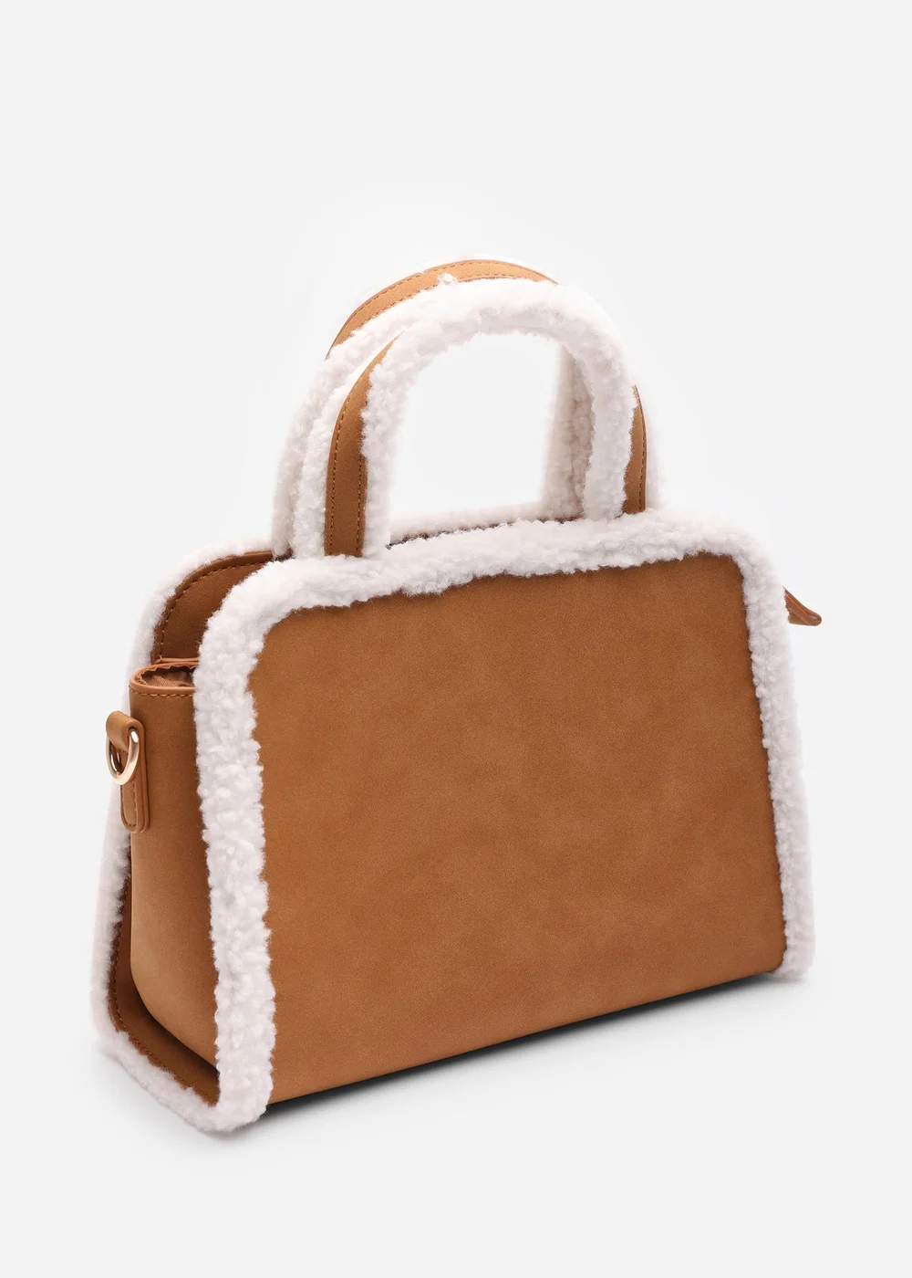 Where's That From Womens Kismet Borg Trim Tote Bag with Cross Body Strap In Tan - One Size Image 1