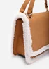 Where's That From Womens Freesia Top Handle Satchel Borg Trim Tote Bag In Tan - One Size Image 5