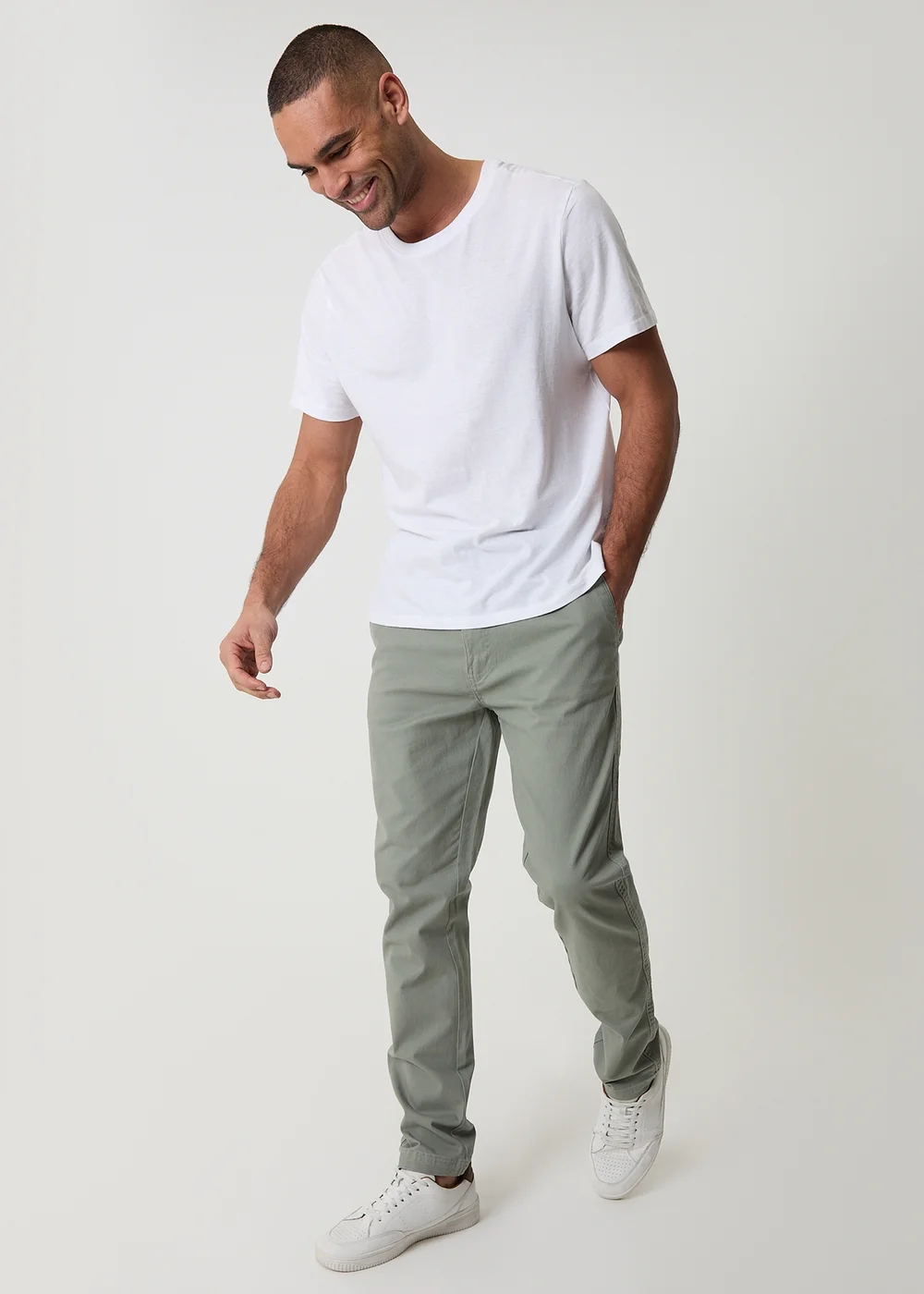 Threadbare Soft Green Cotton Slim Fit Chino Trousers With Stretch - 38/L32 Image 3