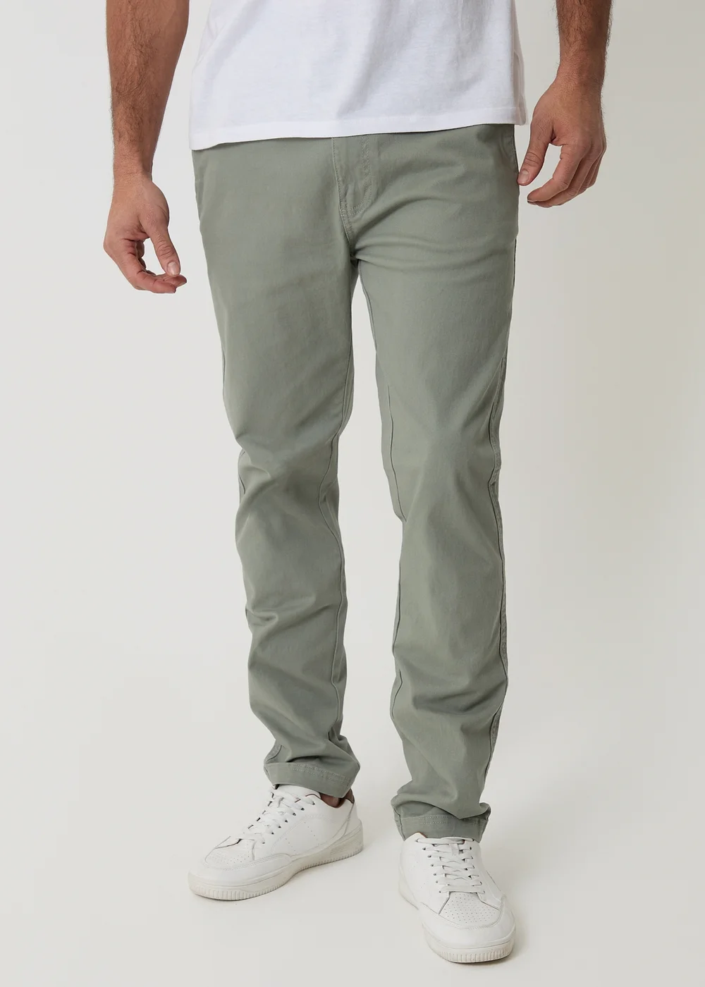 Threadbare Soft Green Cotton Slim Fit Chino Trousers With Stretch - 38/L32 Image 1