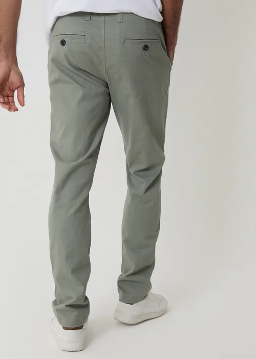 Threadbare Soft Green Cotton Slim Fit Chino Trousers With Stretch - 38/L32 Image 2
